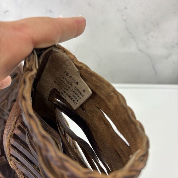 Freebird Booties Heel Bela braided laser cut brown leather Sz 8 Boho Westen - Picture 10 of 16